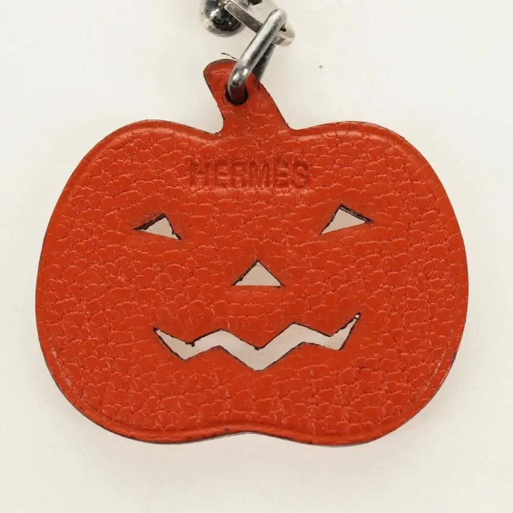 Hermes Pumpkin Bag Charm Leather Orange